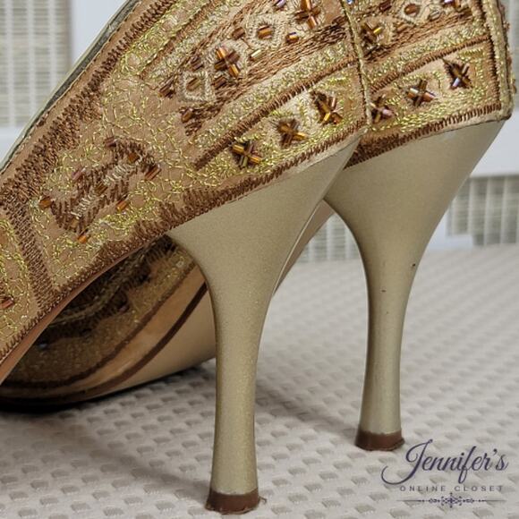 Nine West Casanova Brocade Beaded Pointed Toe Heels Size 6.5 - Picture 9 of 16
